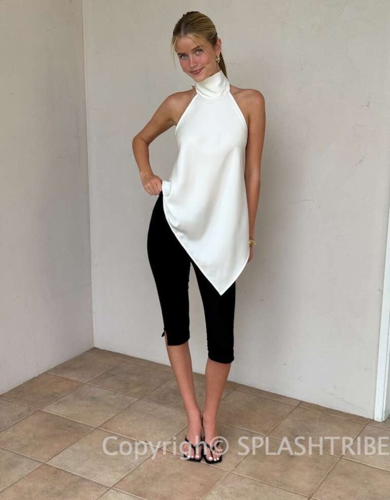 Georgetta Satin Asymmetrical Open Back Top