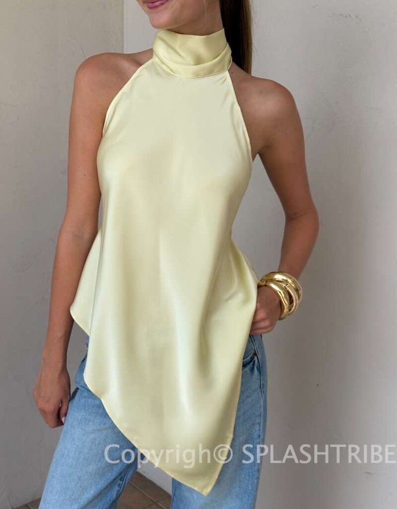 Georgetta Satin Asymmetrical Open Back Top