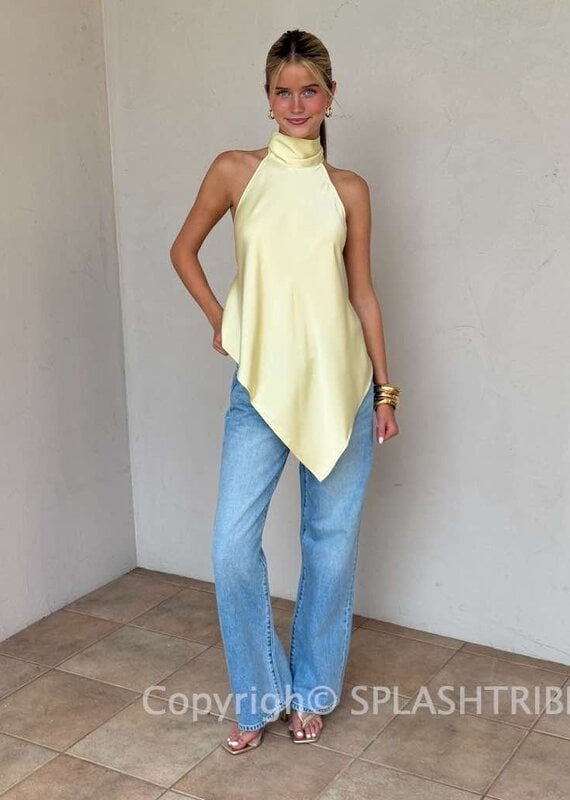 Georgetta Satin Asymmetrical Open Back Top