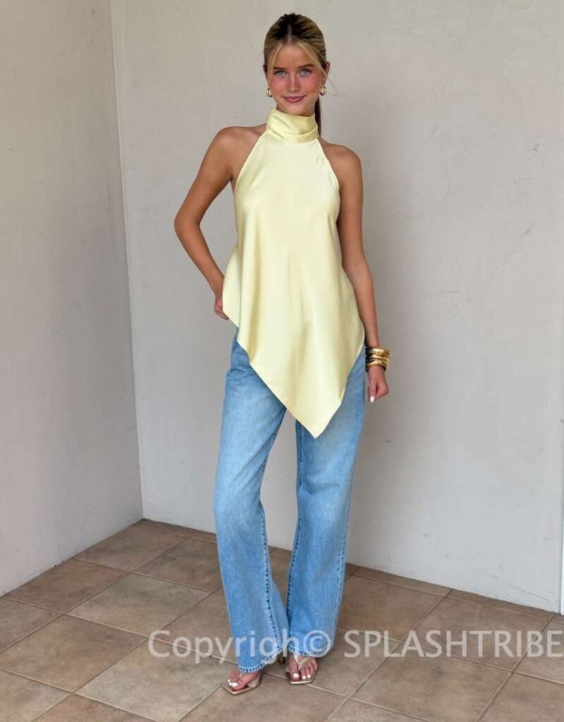 Georgetta Satin Asymmetrical Open Back Top