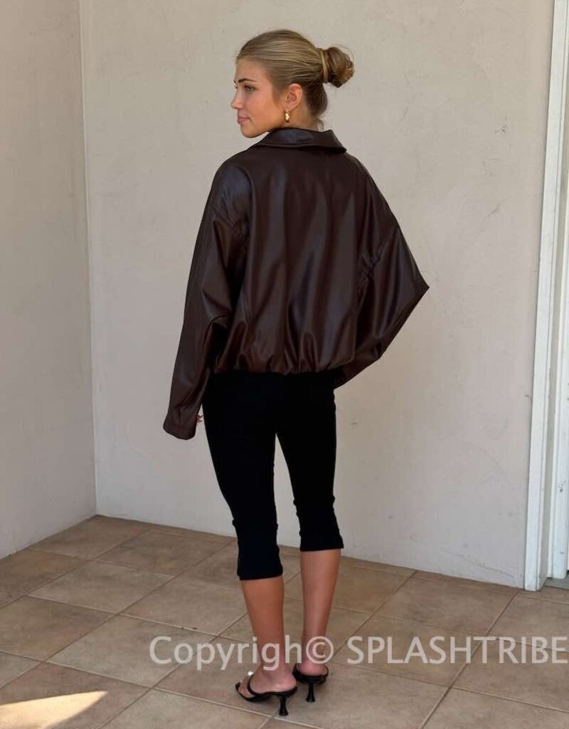 Bubble Hem Faux Leather Jacket