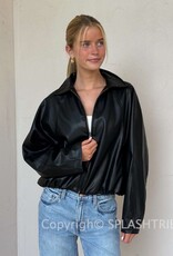 Bubble Hem Faux Leather Jacket