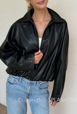 Bubble Hem Faux Leather Jacket