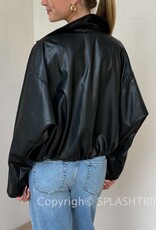 Bubble Hem Faux Leather Jacket