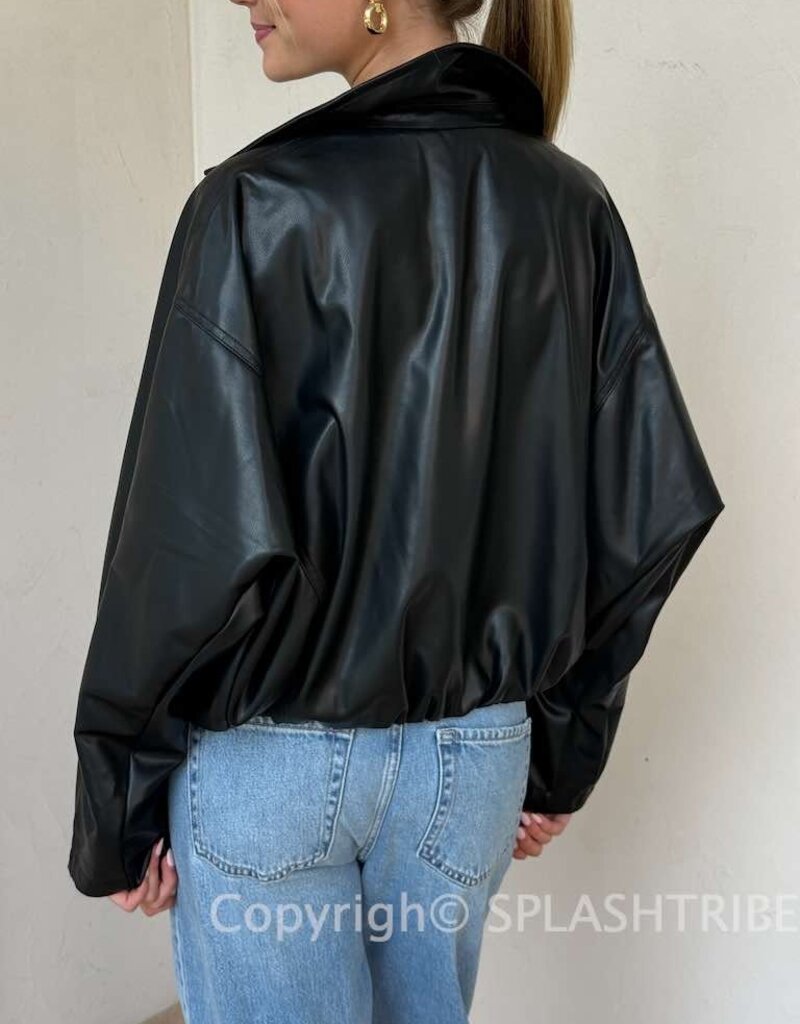 Bubble Hem Faux Leather Jacket
