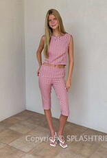 Adelaide Gingham Fold Over Capri Pants
