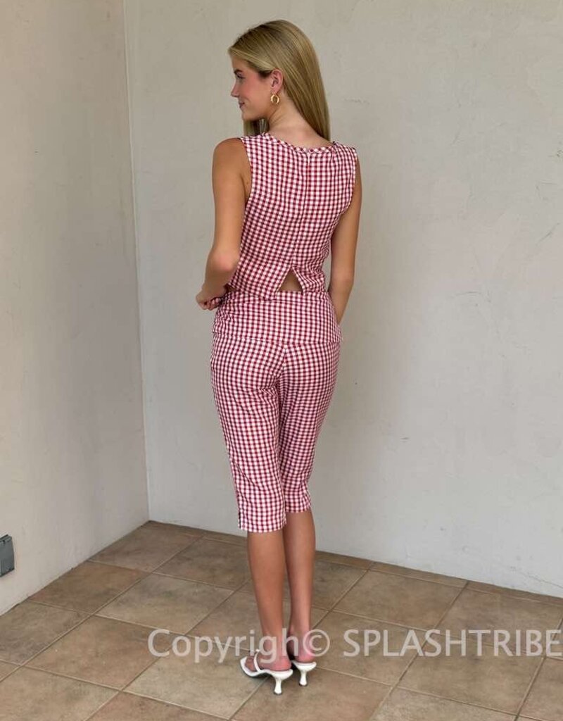Adelaide Gingham Fold Over Capri Pants