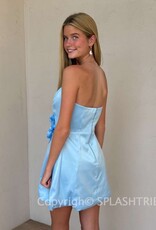 Christi Satin Strapless 3D Floral Mini Dress