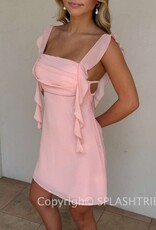 Chiffon Ruffle Frill Strap Open Back Mini Dress