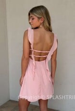 Chiffon Ruffle Frill Strap Open Back Mini Dress