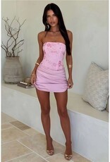 Jasmyn Beaded Corset Draped Front Strapless Mini Dress