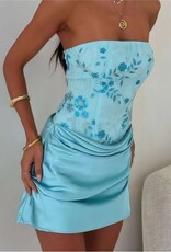 Jasmyn Beaded Corset Draped Front Strapless Mini Dress