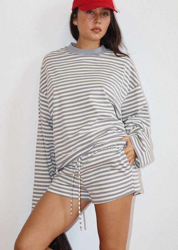 Madison Striped Drawstring Shorts