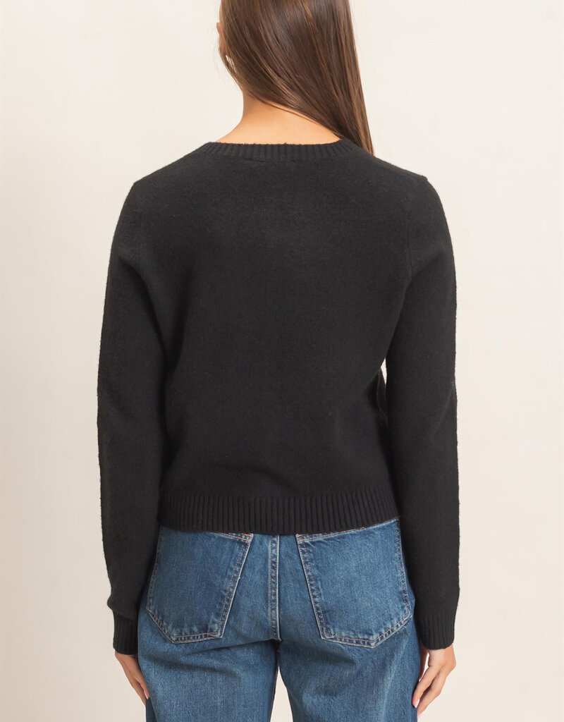 Basic Crewneck Cardigan Sweater