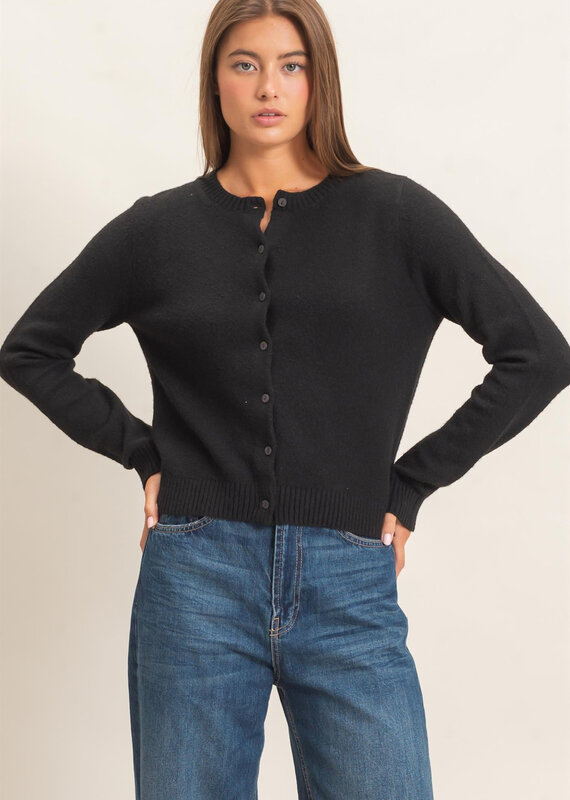 Basic Crewneck Cardigan Sweater