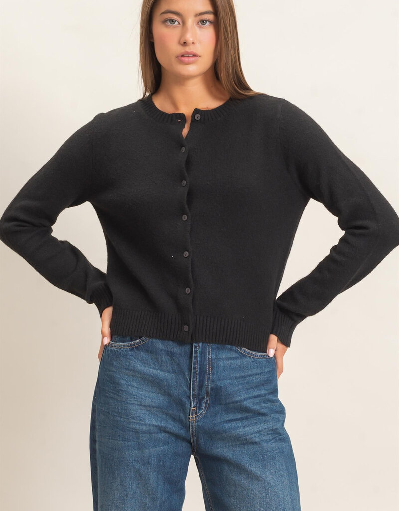 Basic Crewneck Cardigan Sweater