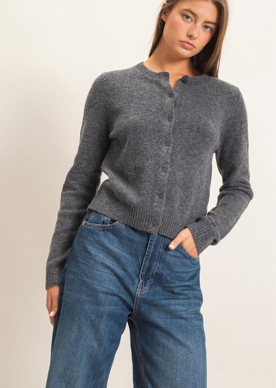 Basic Crewneck Cardigan Sweater
