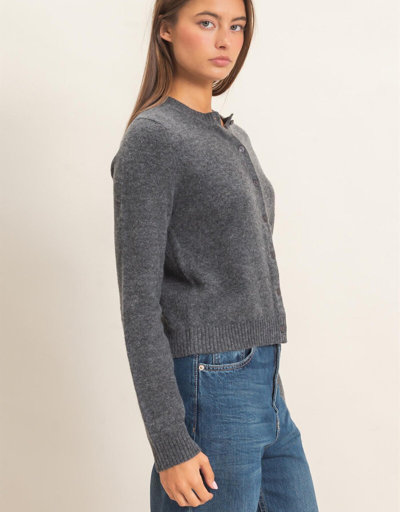 Basic Crewneck Cardigan Sweater