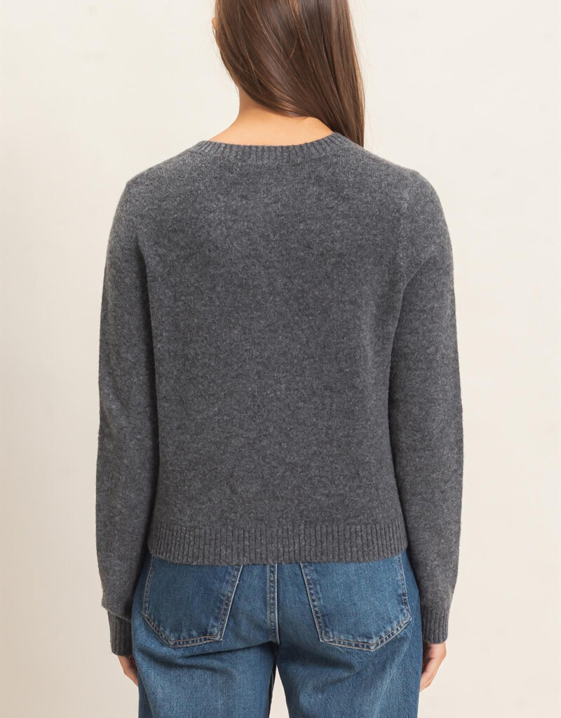 Basic Crewneck Cardigan Sweater