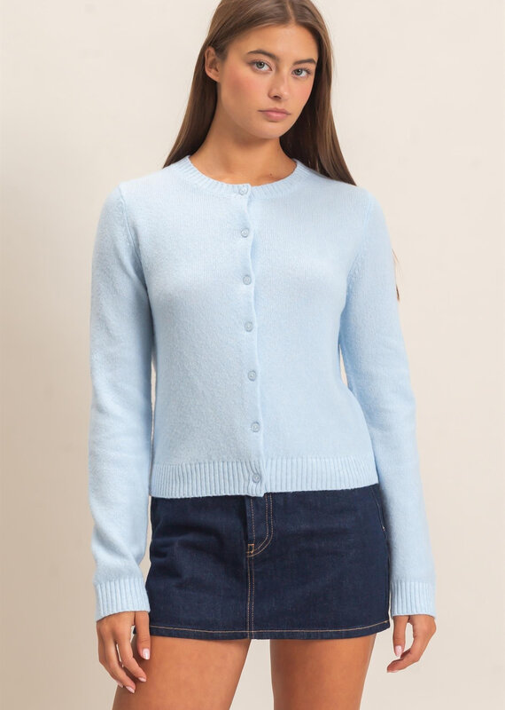 Basic Crewneck Cardigan Sweater