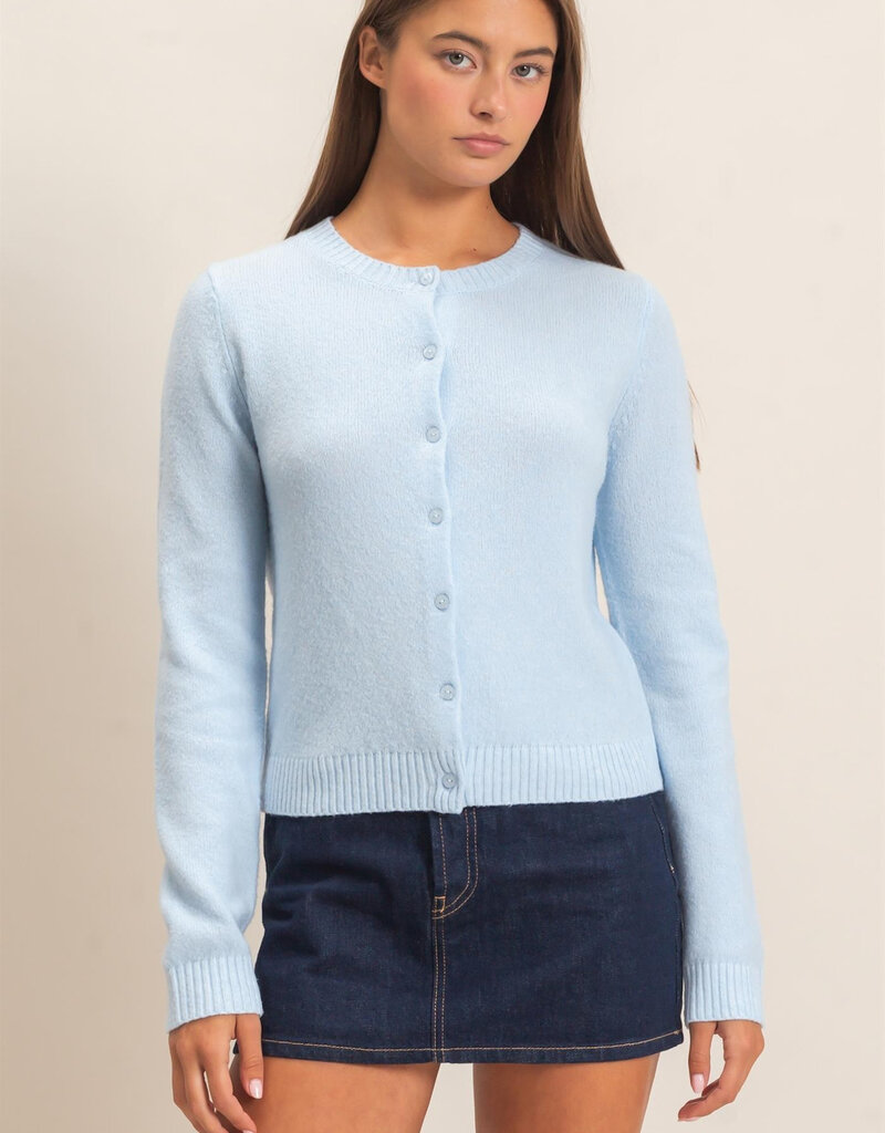 Basic Crewneck Cardigan Sweater