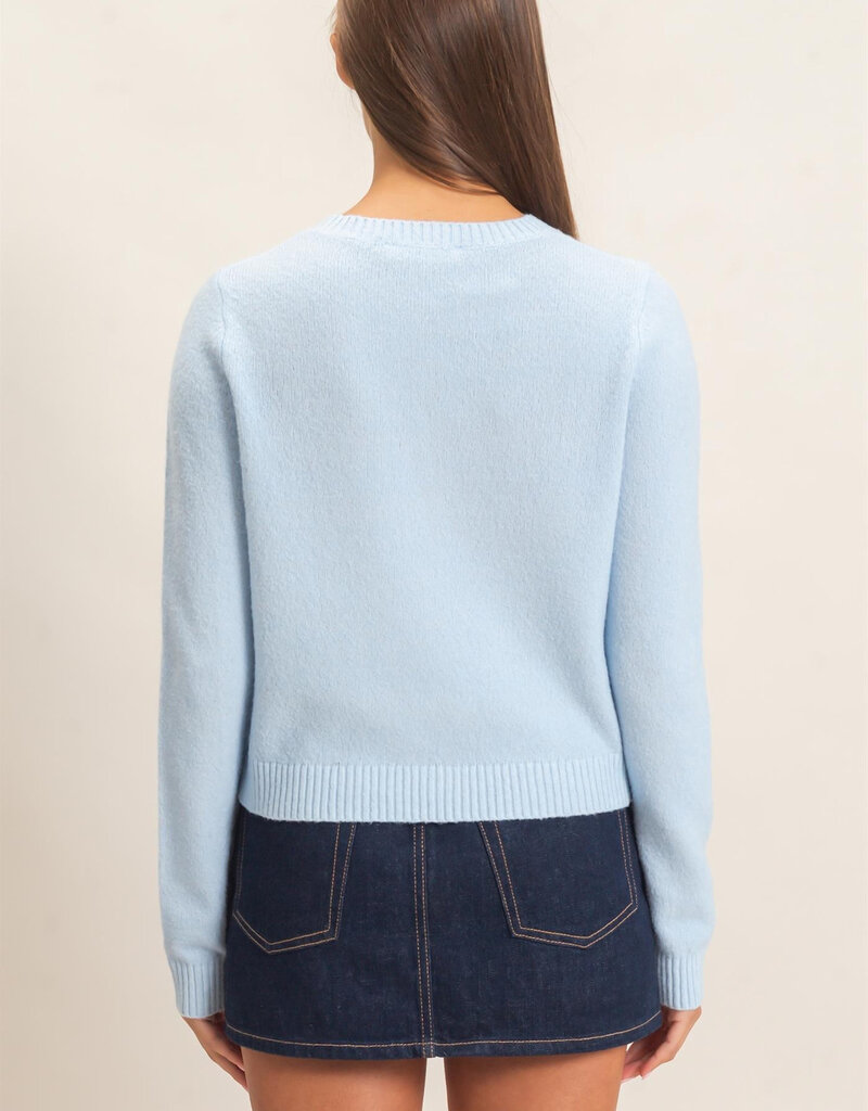 Basic Crewneck Cardigan Sweater