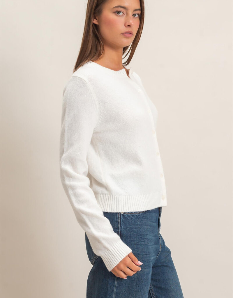 Basic Crewneck Cardigan Sweater