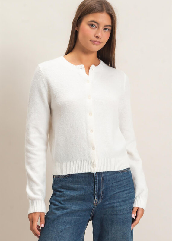 Basic Crewneck Cardigan Sweater