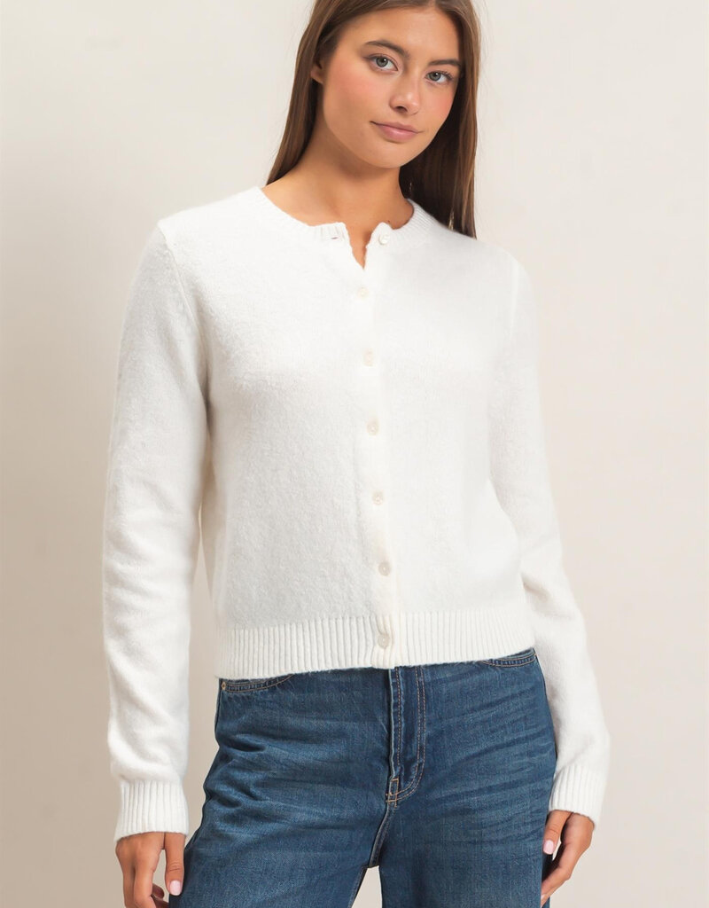 Basic Crewneck Cardigan Sweater