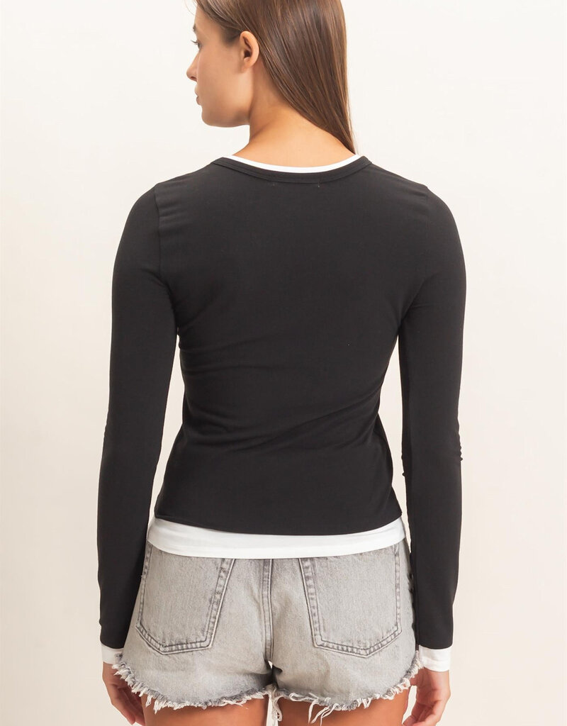 Layered Look Long Sleeve Top