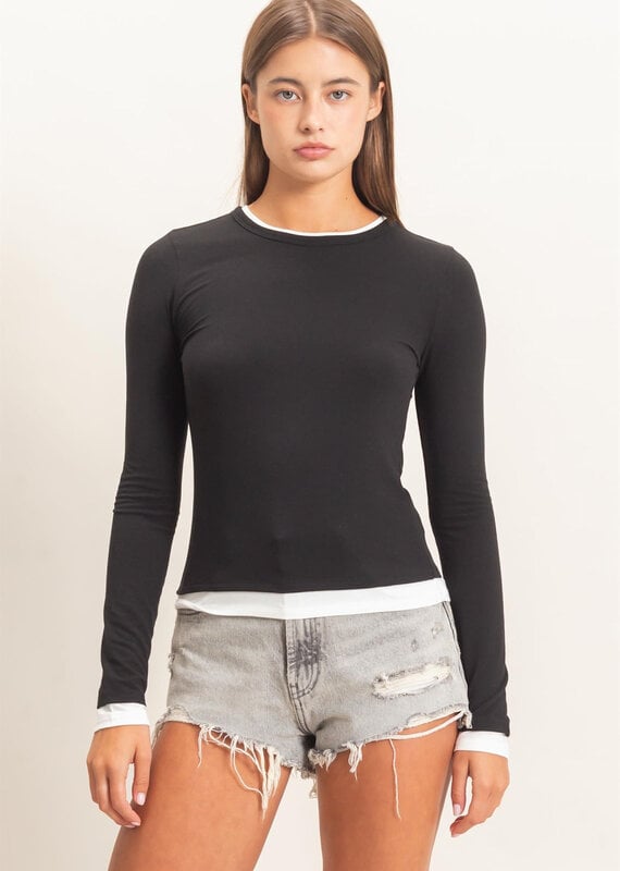 Layered Look Long Sleeve Top