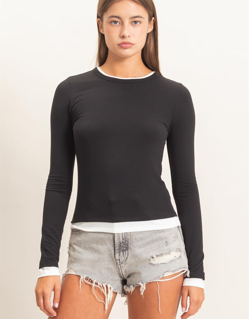 Layered Look Long Sleeve Top