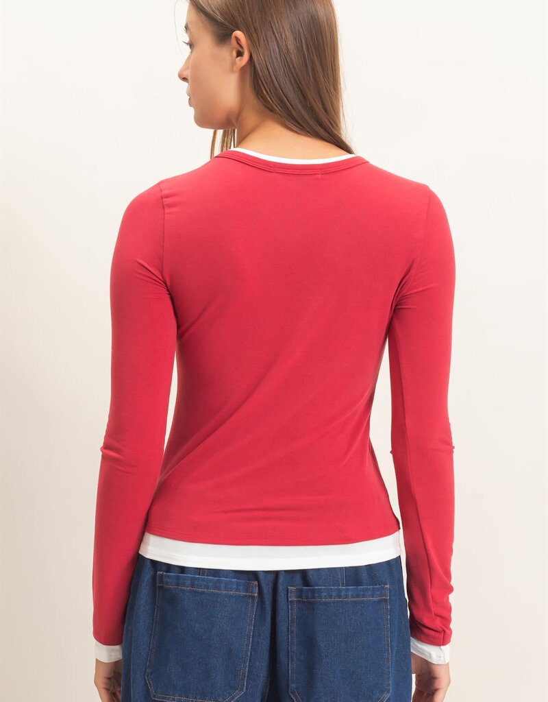 Layered Look Long Sleeve Top