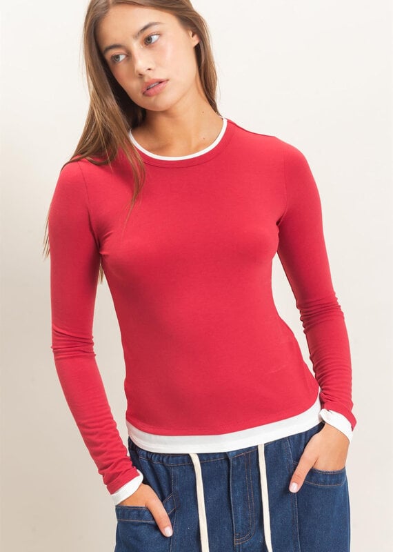 Layered Look Long Sleeve Top