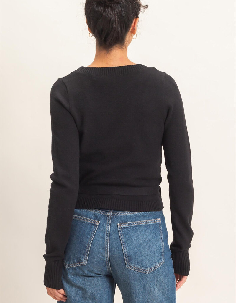 Wrap Knit Long Sleeve Sweater