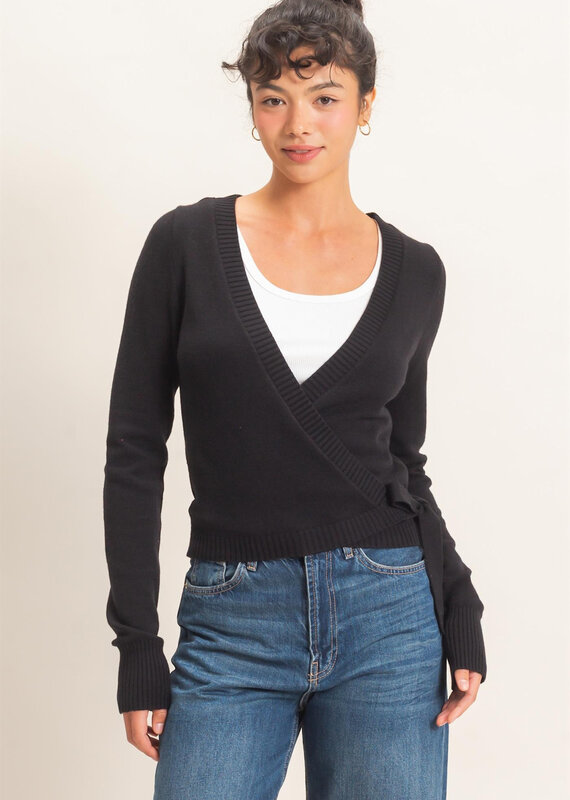 Wrap Knit Long Sleeve Sweater