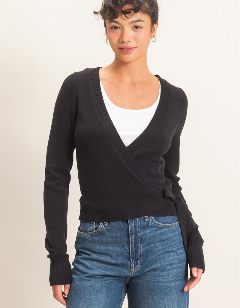 Wrap Knit Long Sleeve Sweater