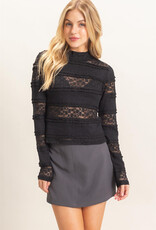 Textured Lace High Neck Top