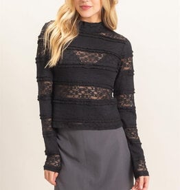 Textured Lace High Neck Top