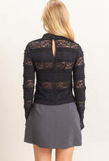 Textured Lace High Neck Top