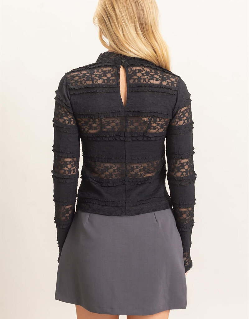 Textured Lace High Neck Top