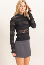 Textured Lace High Neck Top