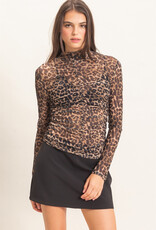 Leopard Mesh High Neck Top