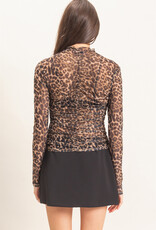 Leopard Mesh High Neck Top