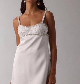Satin Embellished Bust Mini Dress