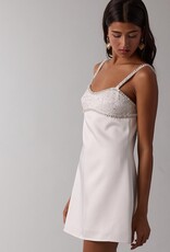 Satin Embellished Bust Mini Dress