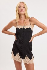 Kylie Button Front Lace Trim Mini Dress