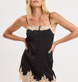 Kylie Button Front Lace Trim Mini Dress