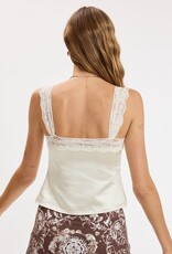 Sagel Satin Wide Lace Strap Cami Top