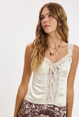 Sagel Satin Wide Lace Strap Cami Top